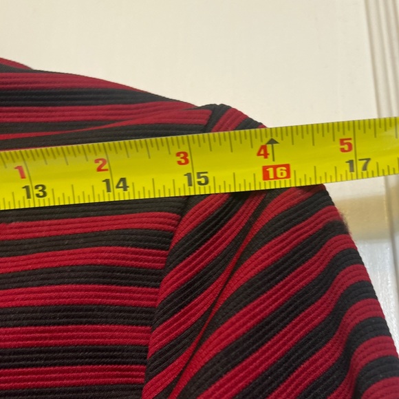 Red and navy striped blazer with ruched sleeves from Have, size medium - Picture 6 of 8